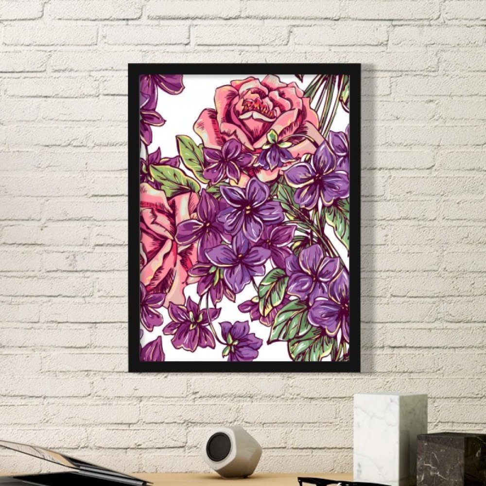 Cadre photo noir motif Fleur Feuille pour embellir votre salon ou chambre DIYthinker