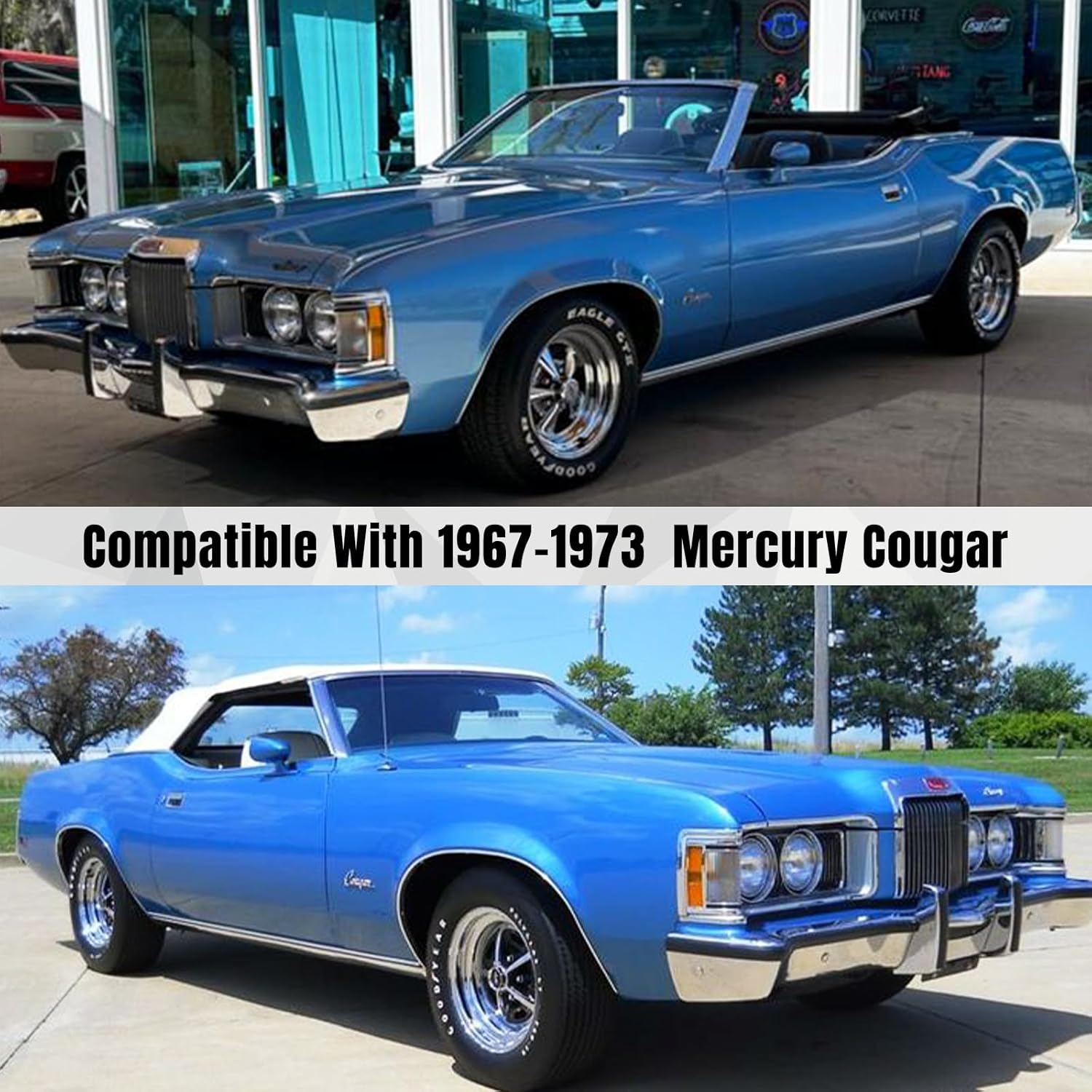 Car Cover Compatible with 1967-1973 Mercury Cougar, Custom Fit 300D Oxford with Cotton All Weather Full Car Cover