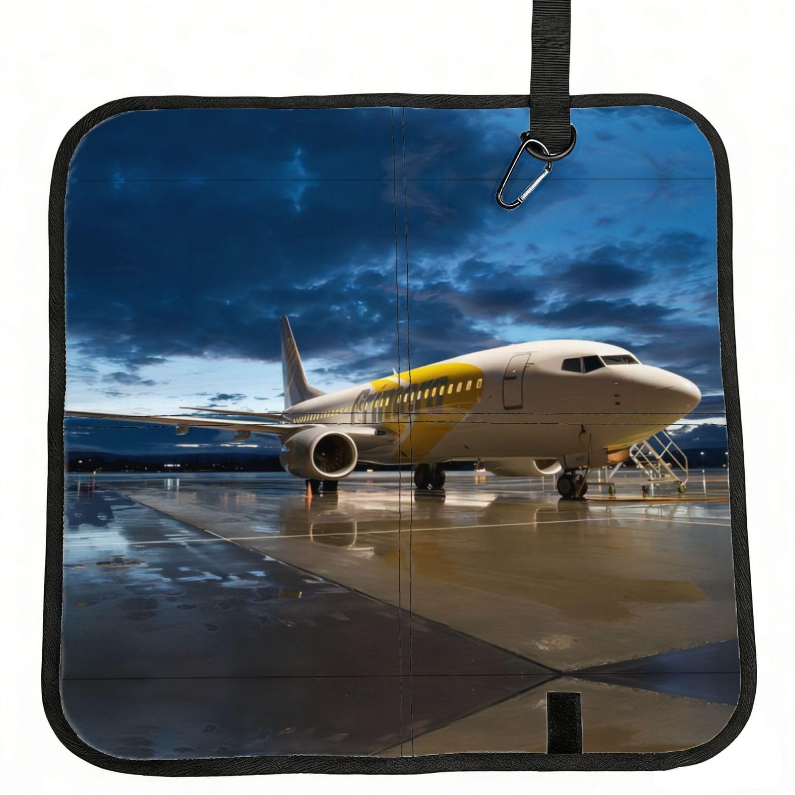WZYCWB Airplane in The Evening Light Foldable Seating Cushion with Carabiner - Stadium Mat for Camping, Hiking and Outdoor Activities