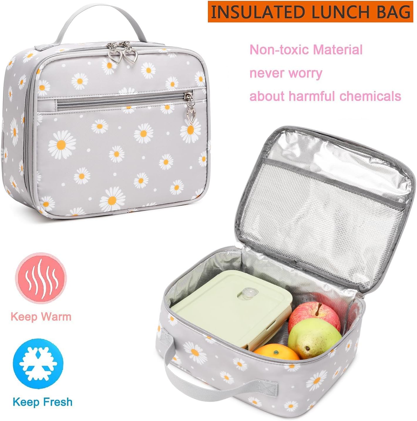 Sugaroom 3Pcs Daisy Prints Backpack for Girls Kids Bookbags set Primary School Backpack Elementary Backpack with Lunch Box and Pencil Case - Image 7