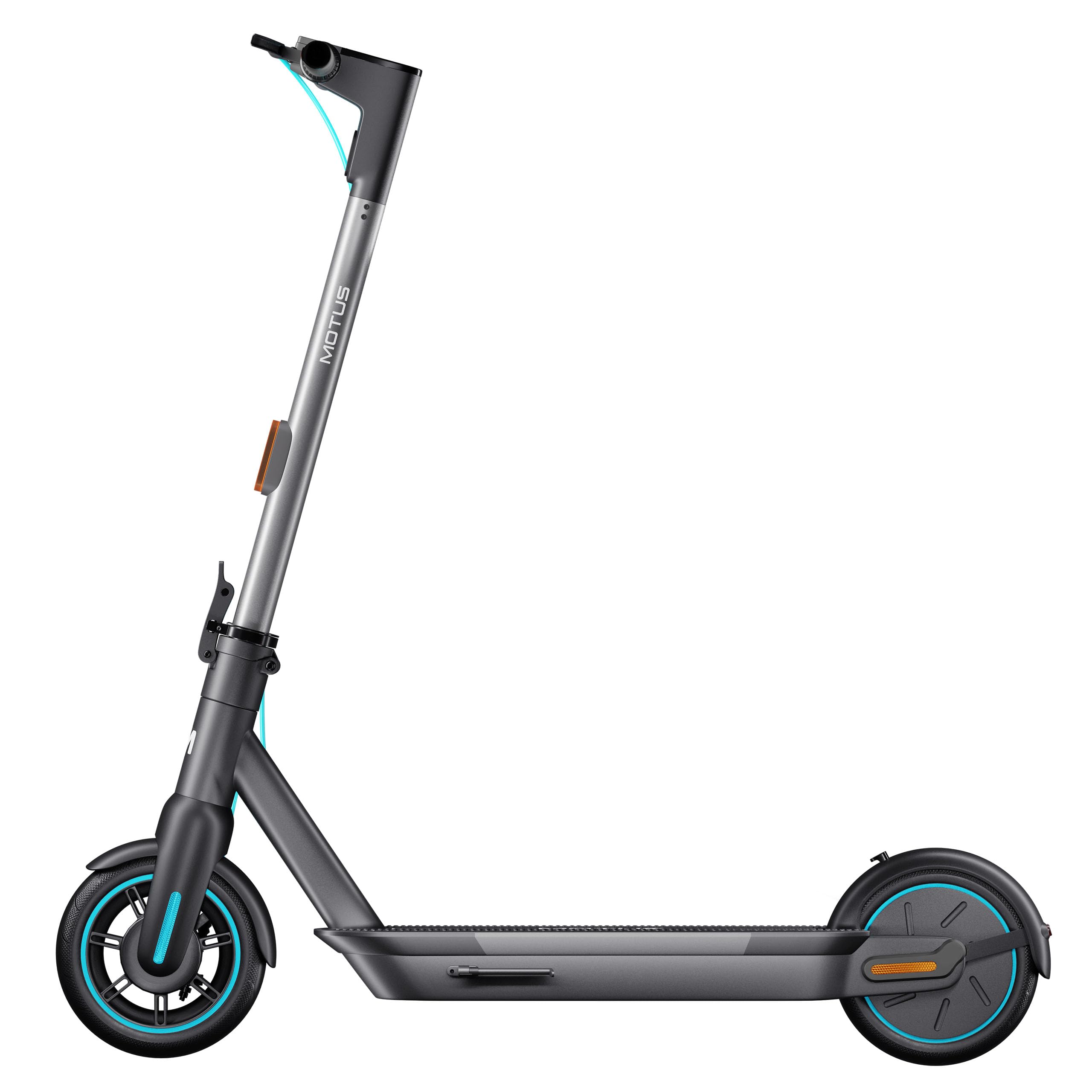Trottinette Électrique Adulte Pliable 350W Motus Scooty 10 Gen 5 – Batterie 36V 15Ah, Autonomie 65 km, Roues 10", Clignotants LED, Régulateur de Vitesse, Écran LCD, Gris-Turquoise