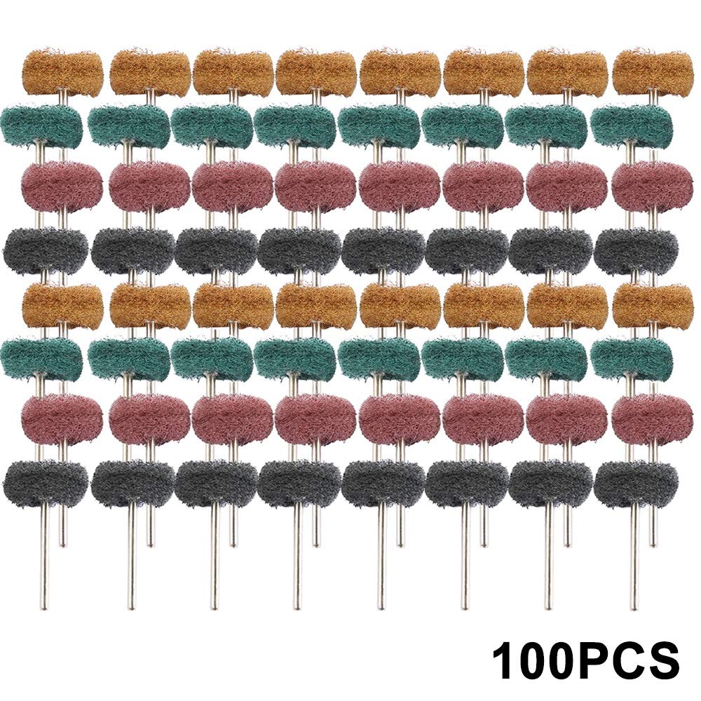 Herramientas de pulido abrasivo 100pcs Estropajo cepillo de nylon abrasivo cepillo de fibra de molienda de lijado cabezal pulidor pulido rueda de Accesorios Herramientas
