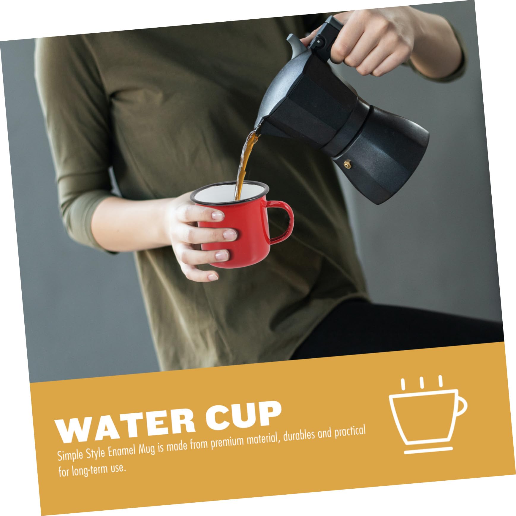 SOLUSTRE 4 Stück Emaillebecher Hitzebeständig und Multifunktional Extra Großer Kaffeebecher aus Emaille fürs Büro und Dessertshops Einfacher Stil