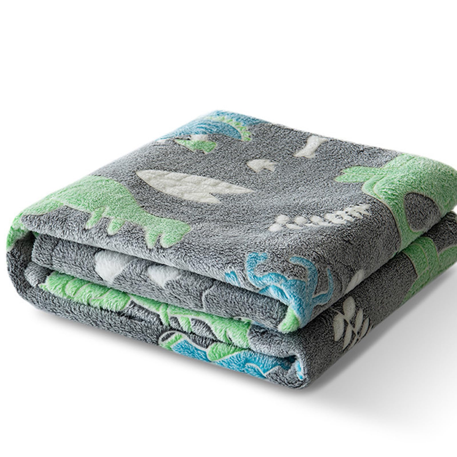 Kalttoy Dinosaur Paradise Glowing Fleece Throw Blanket Reversible Warm For Camping Travel Home Cozy Nighttime Glows Throw Blanket