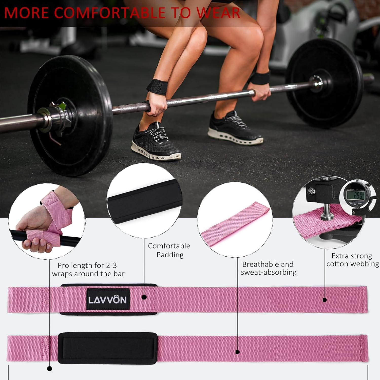 Squat Pad Set - Foam Barbell Pad for Squats Cushion, Lunges & Bar Padding for Hip Thrusts - Standard Olympic Weight Bar Pad - With Ankle Straps, Wrist Straps for Weightlifting
