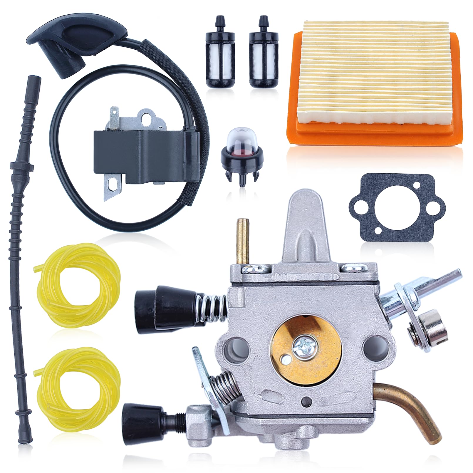 Kit filtro guarnizione bobina accensione carburatore, Per Stihl Fs120 Fs120R Fs200 Fs200R Fs020 Fs202 Ts200 Fs250 Fs250R Fs300 Fs350 Trimmer, 4134 120 0603, 4134 400 1301, 4134 141 0300
