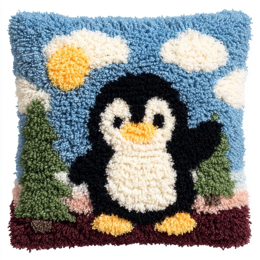 Henypt Latch Hook Kits Pillowcase Penguin