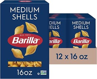 Barilla Medium Shells Pasta, 16 oz Boxes (Pack of 12) - Non-GMO Durum Wheat Semolina, Kosher Certified, Al Dente Perfection