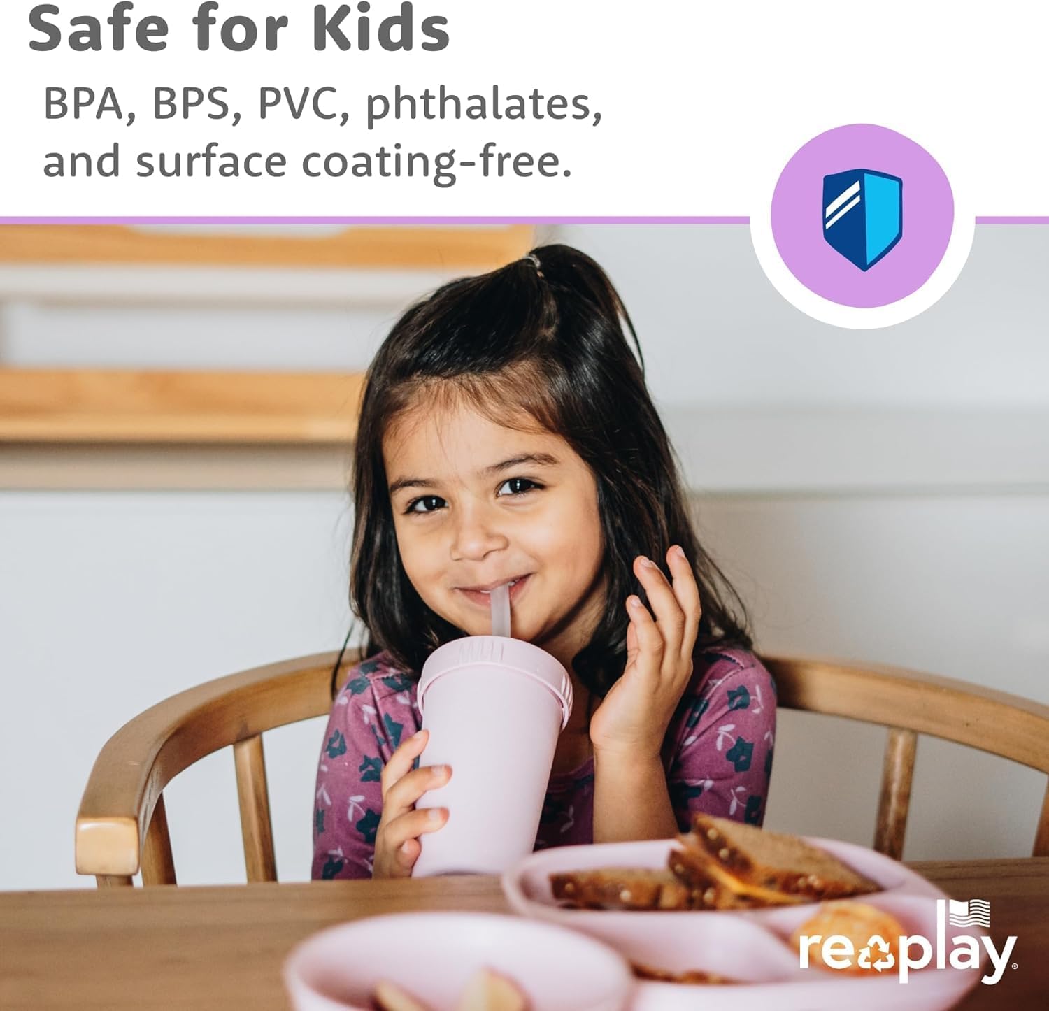 Re-Play 10 oz. Straw Cups for Kids with Silicone Locking Straws - Dishwasher & Microwave Safe - Made in USA - Set of 4-7.37" x 7.37" x 1.25" - Meadow - Image 5