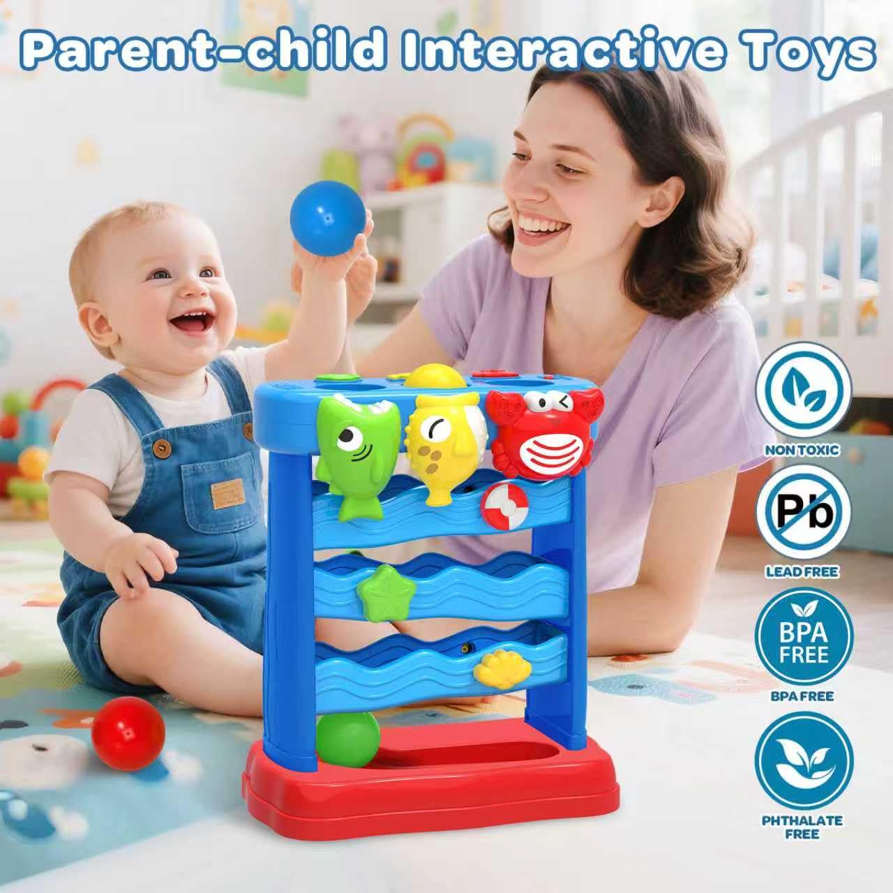 Toys for Toddlers 12-18 Months, Montessori Musical Toy for Baby 12-18 Months，Interactive Feeding Toy with Lights, Sensory Cause and Effect Game, Christmas Birthday Gifts for Boys Age 1-2 years old
