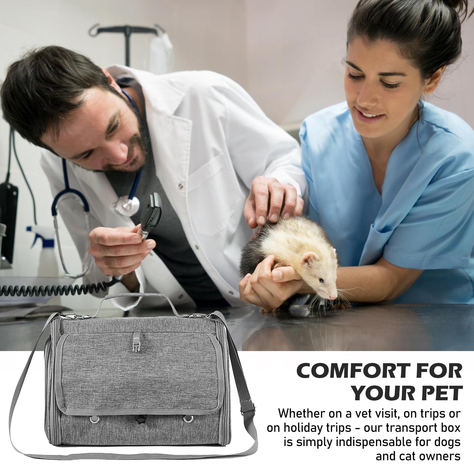 Petit sac de transport pour animal de compagnie avec coussin, sac de transport pour petit animal, boîte de transport pour chat avec ouverture latérale, sac de transport pour cochon d'Inde, boîte de