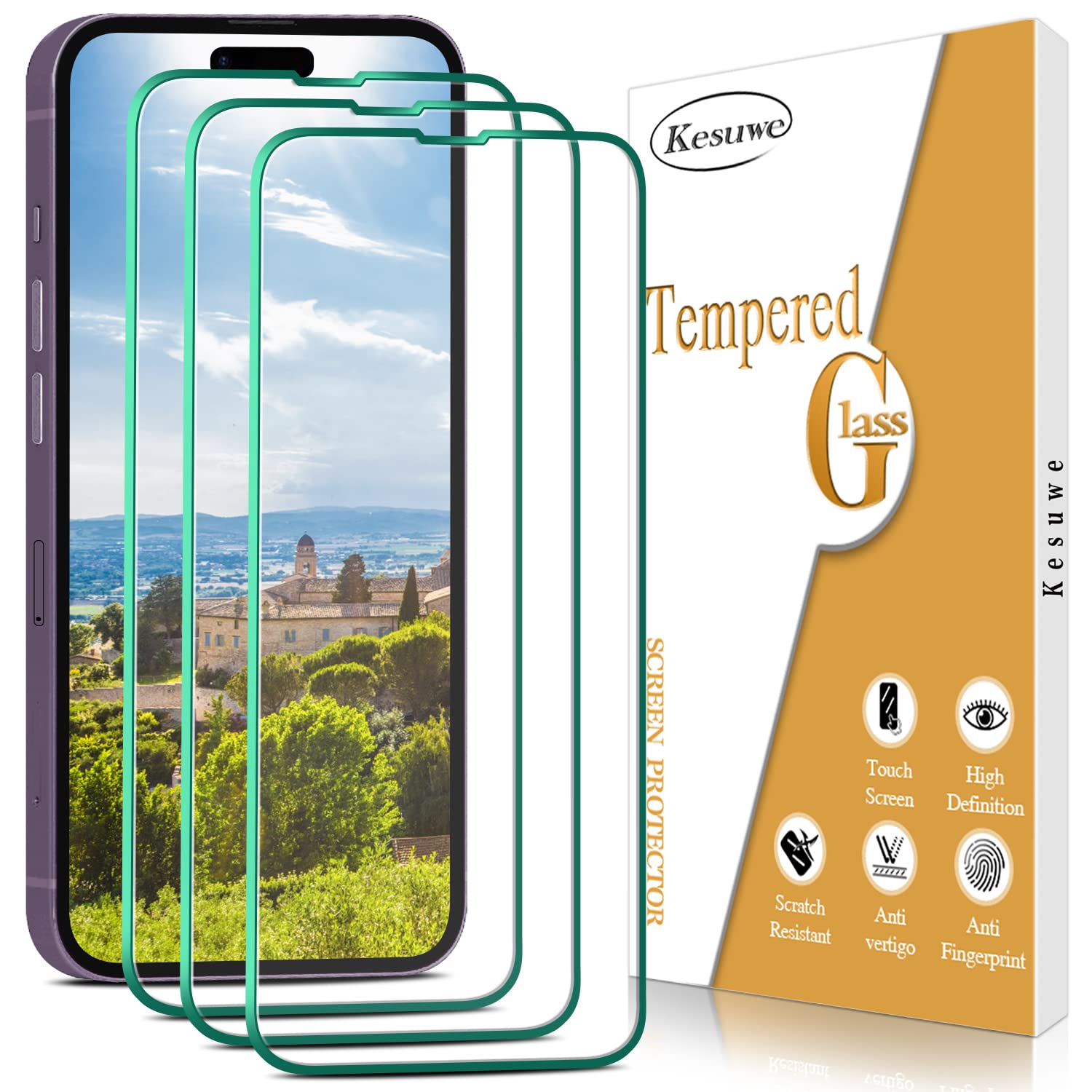Kesuwe [3 Pezzi] Vetro Temperato Per IPhone 12 Pro Max - Durezza 9H, Anti Graffio, Anti Impronte, Facile Installazione, Senza Bolle
