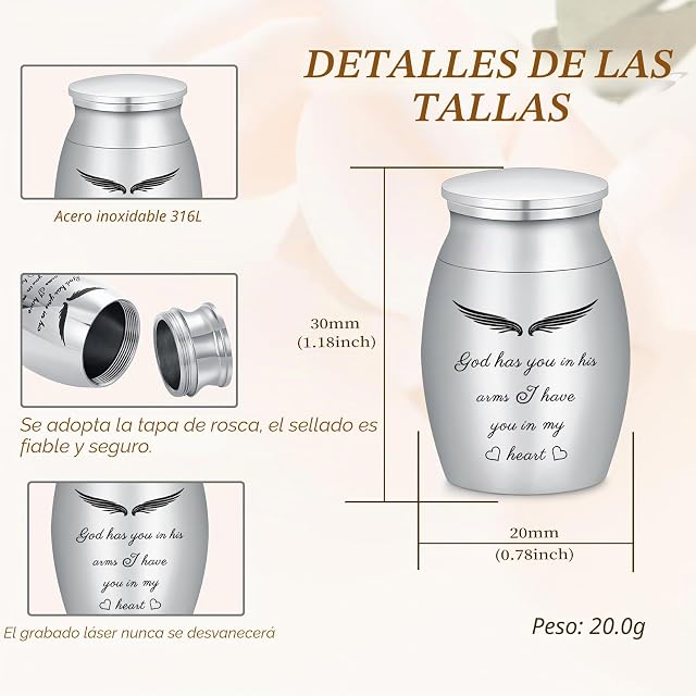 Foto 2 de 7 de Urna para Cenizas humanas, pequeñas urnas de cremación para Cenizas
