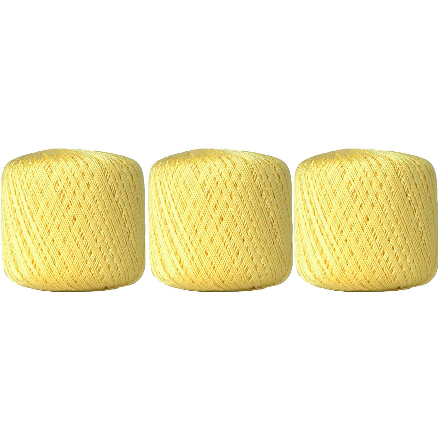 ThreadArt 100% Cotton Crochet Thread Size 10, 3 Ball Pack, Yellow 43