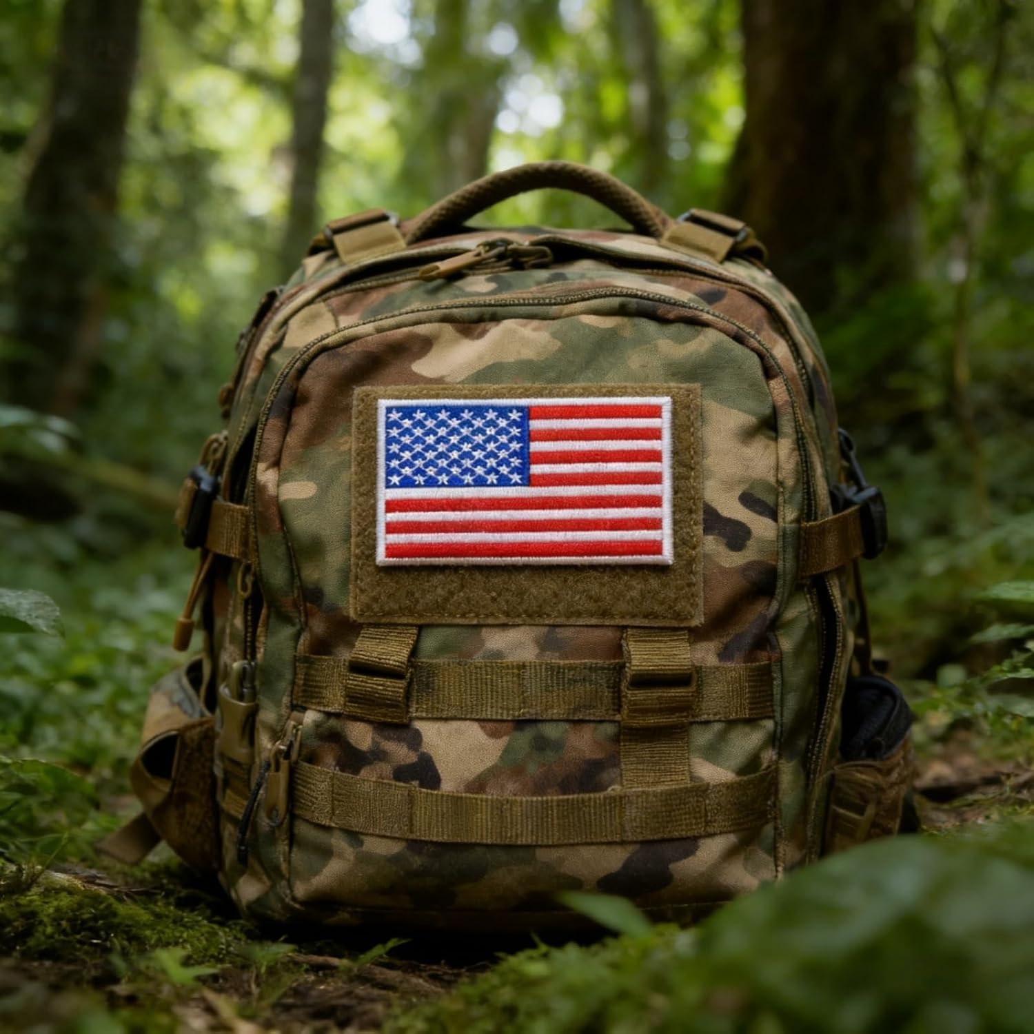 American Flag Tactical Patch - Classic Patriotic Badge, Sew-on or Hook and Loop, Suitable for Jackets, Vests, Backpacks and Tactical Helmets (3pcs-Desert Tan, 3"×2")