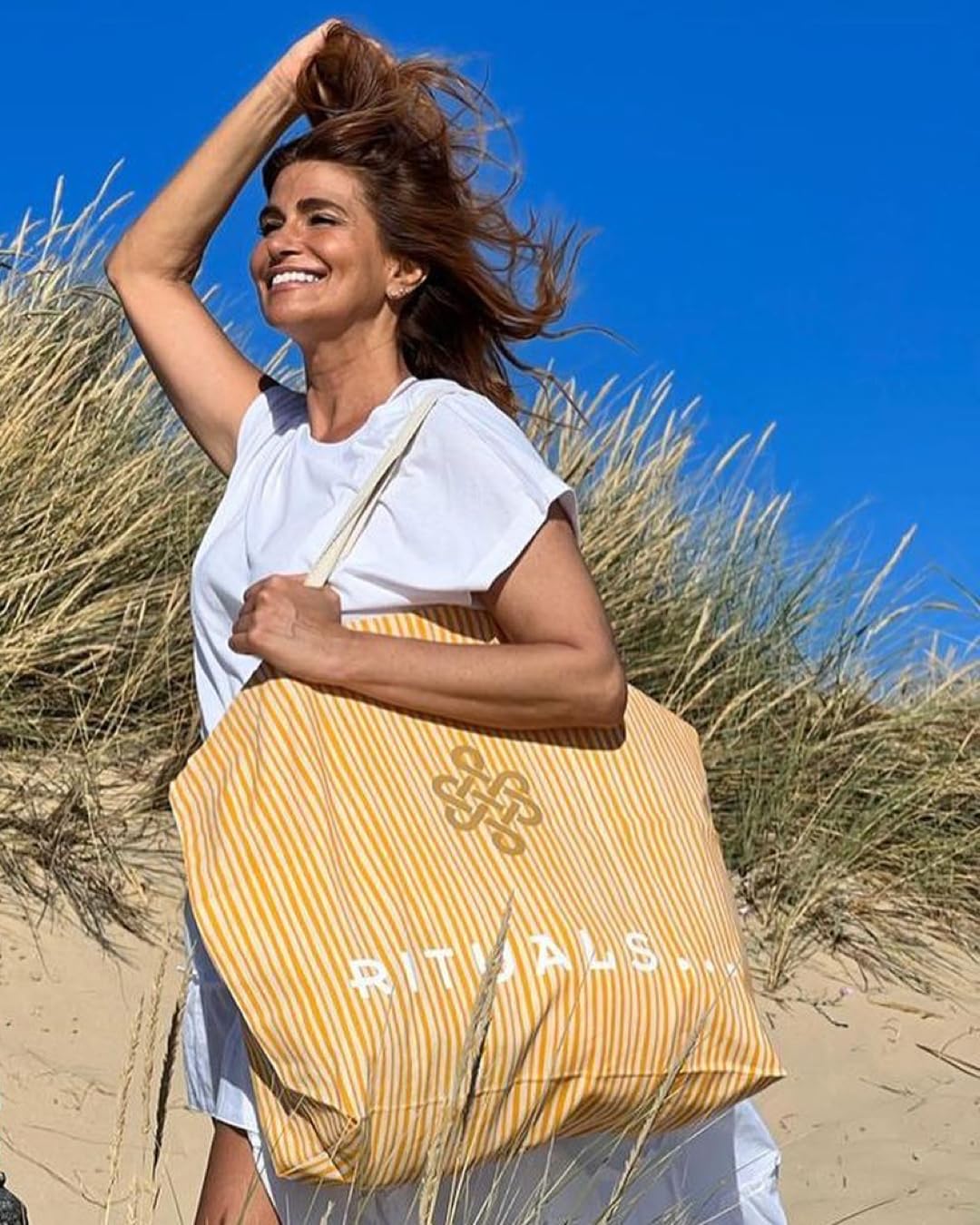 RITUALS Große Strandtasche Sommer Gestreift Baumwolle Canvas Mehrfarbig 45 x 40 cm