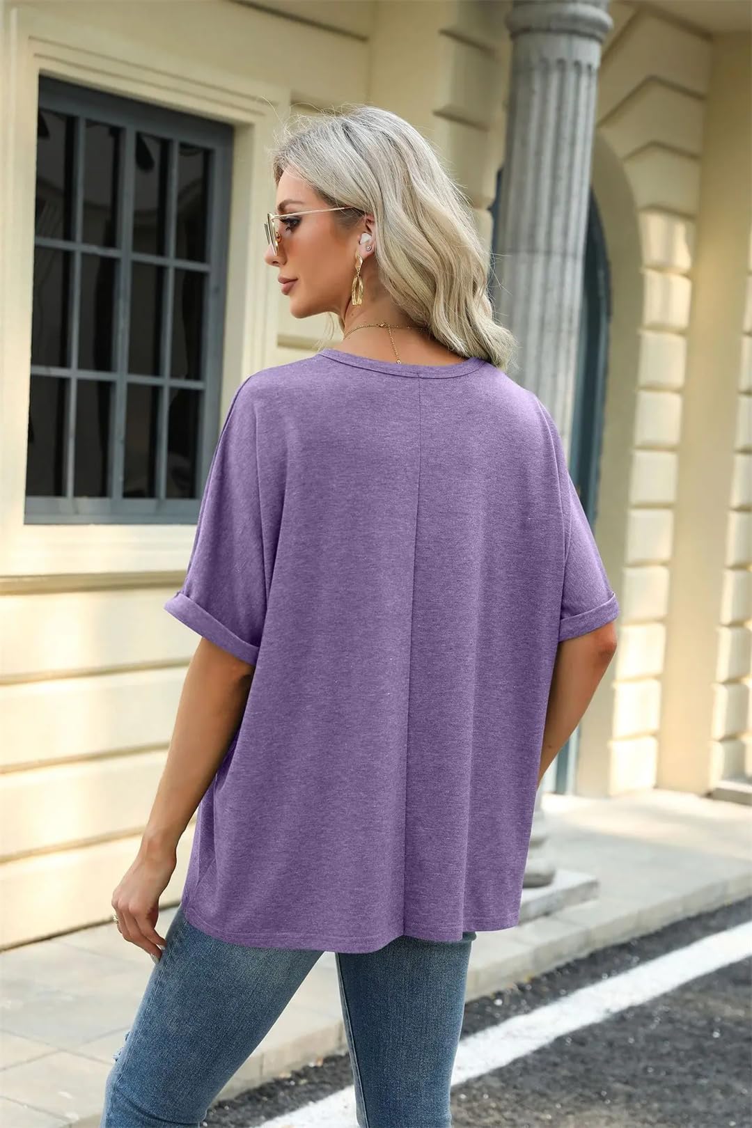 Maglietta da donna a maniche corte, casual, ampia, girocollo, estiva, oversize