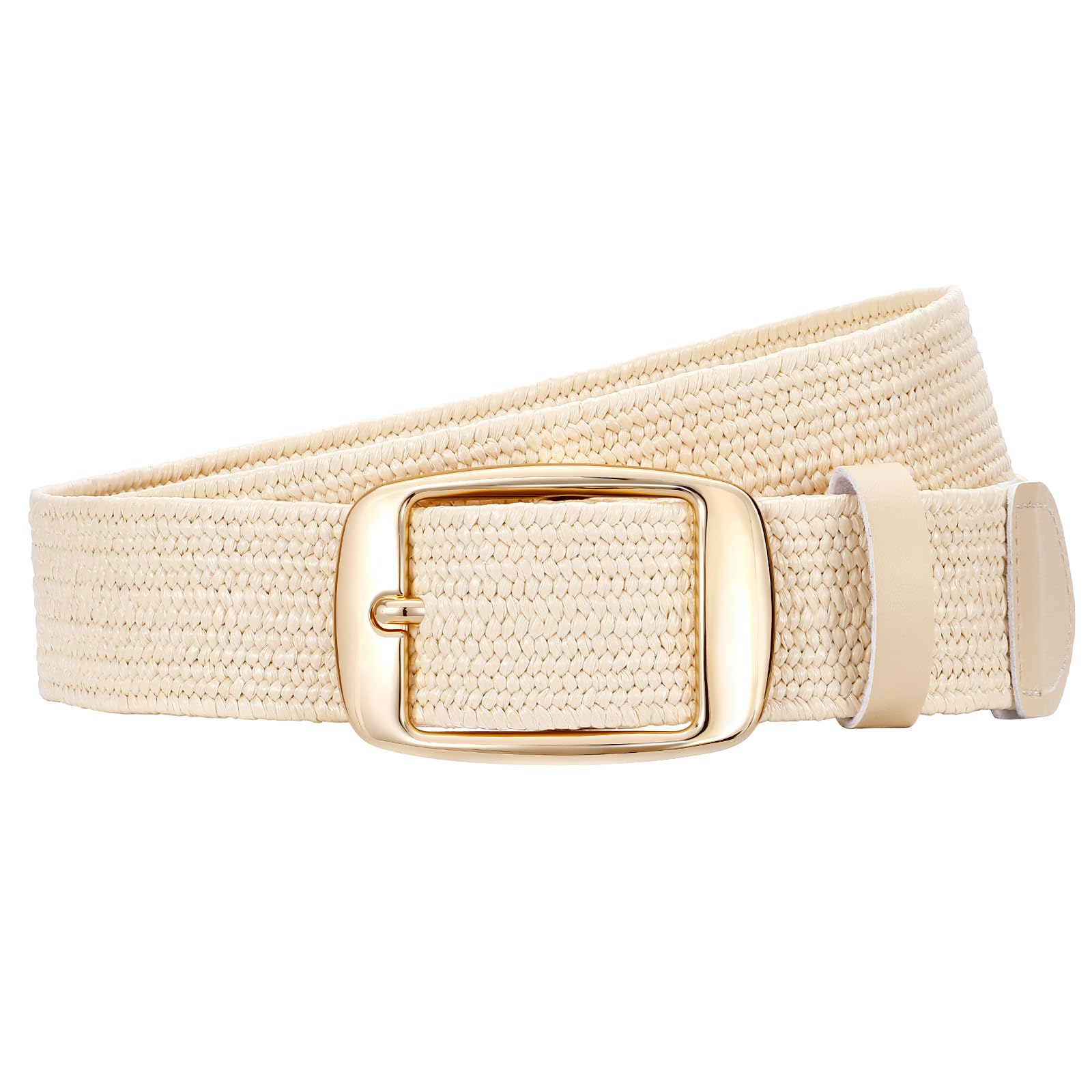 VONMELLI Straw Elastic Woven Belts for Women Boho Stretch Braided Rattan Belt for Fashion Jeans Dress