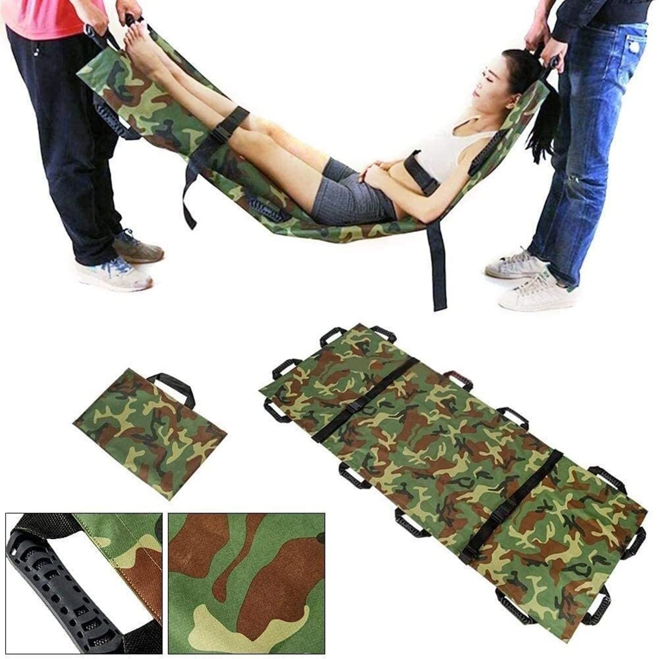Nouvelle civière souple portable de renforcement de Premiers Soins Brancard, Pliage 12 Poignées Épaissie Étanche Civière de Premiers Secours avec Sac à Main pour Hôpital, Clinique, Maison, Ambulance