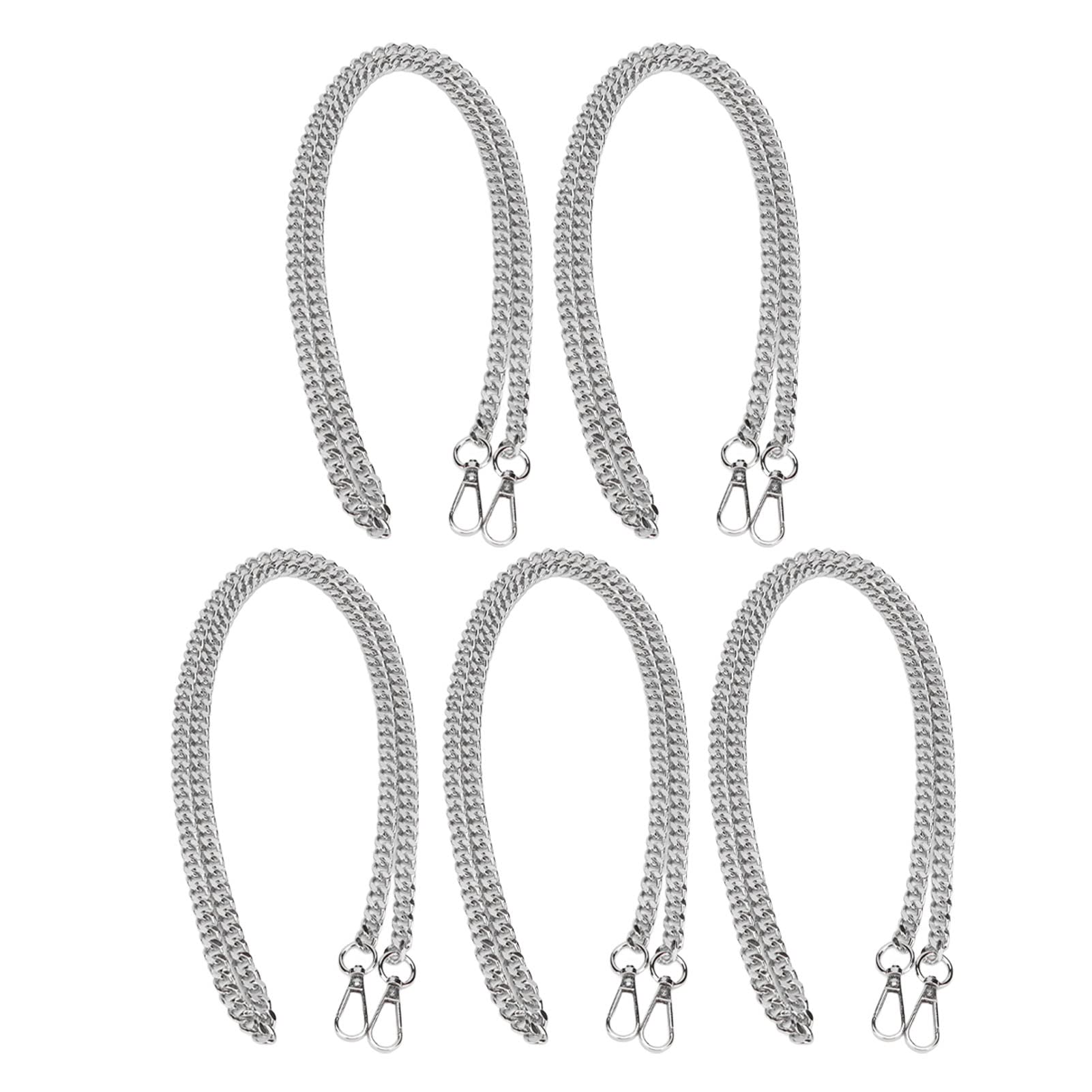 Blanketswarm 5 Cadenas de Bolso de 1,2 M, Correa de Cadena Plana de Repuesto de Metal para Bolso con Hebillas, Bolso de Mano, Bolso Bandolera, Accesorios de Correa de Cadena DIY(Plata)