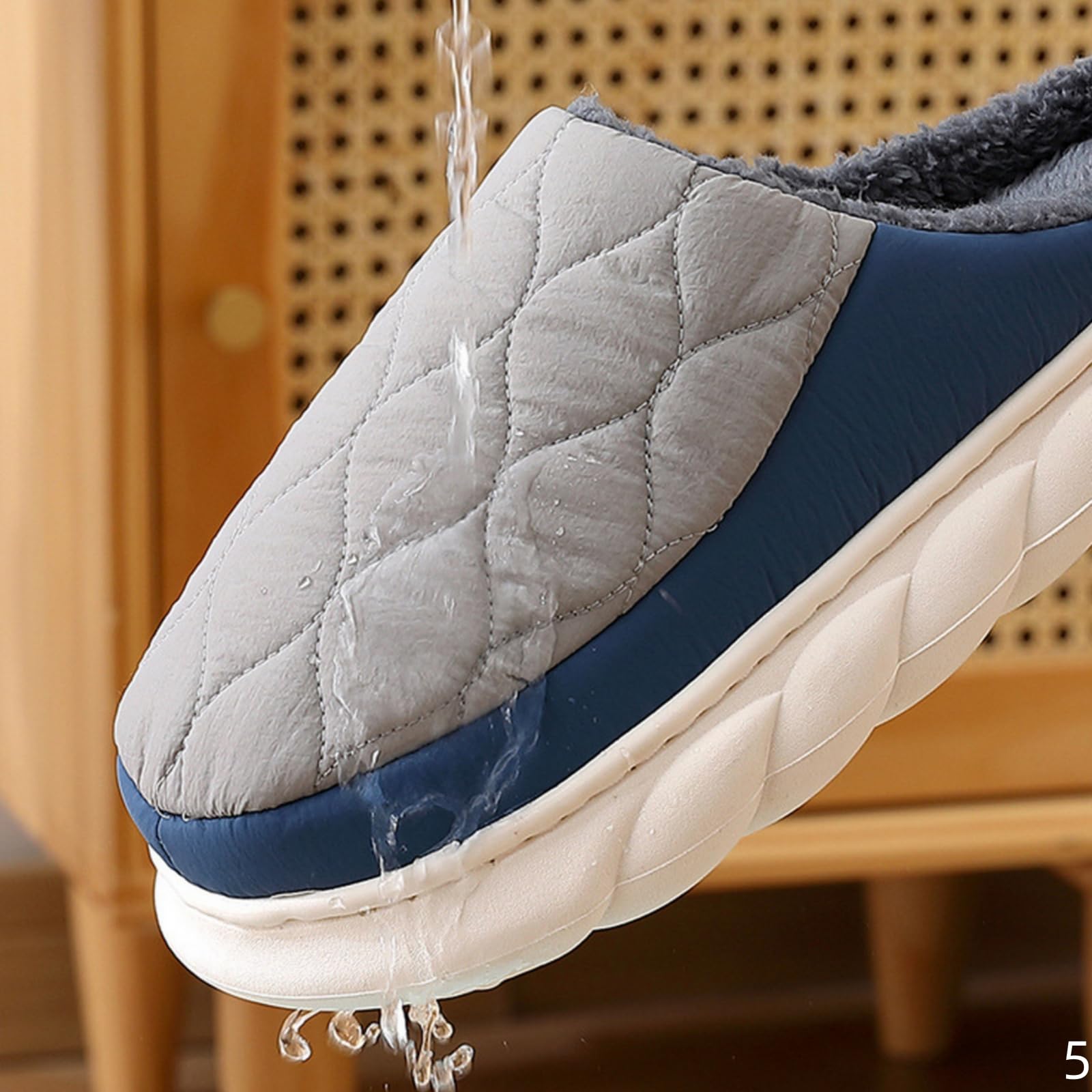 Pantofole Donna in Cotone da Esterno Antiscivolo per Interni con Suola Spessa Uomo Taglie Forti-Tacco Chiuso Grigio Scuro-40-41 Veste 39-40