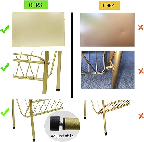Miniatura 5 de Jbikao Juego de 2 mesas auxiliares doradas, mesita de noche pequeña, mesa auxiliar delgada, mesita de noche moderna para dormitorio, sala de estar,