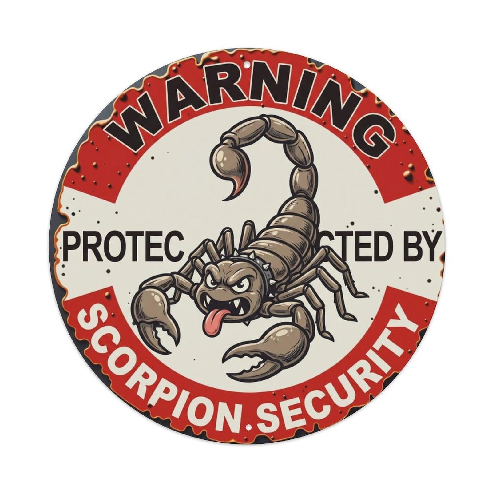 Metal Tin Sign Warning Protected By Scorpion Security Vintage