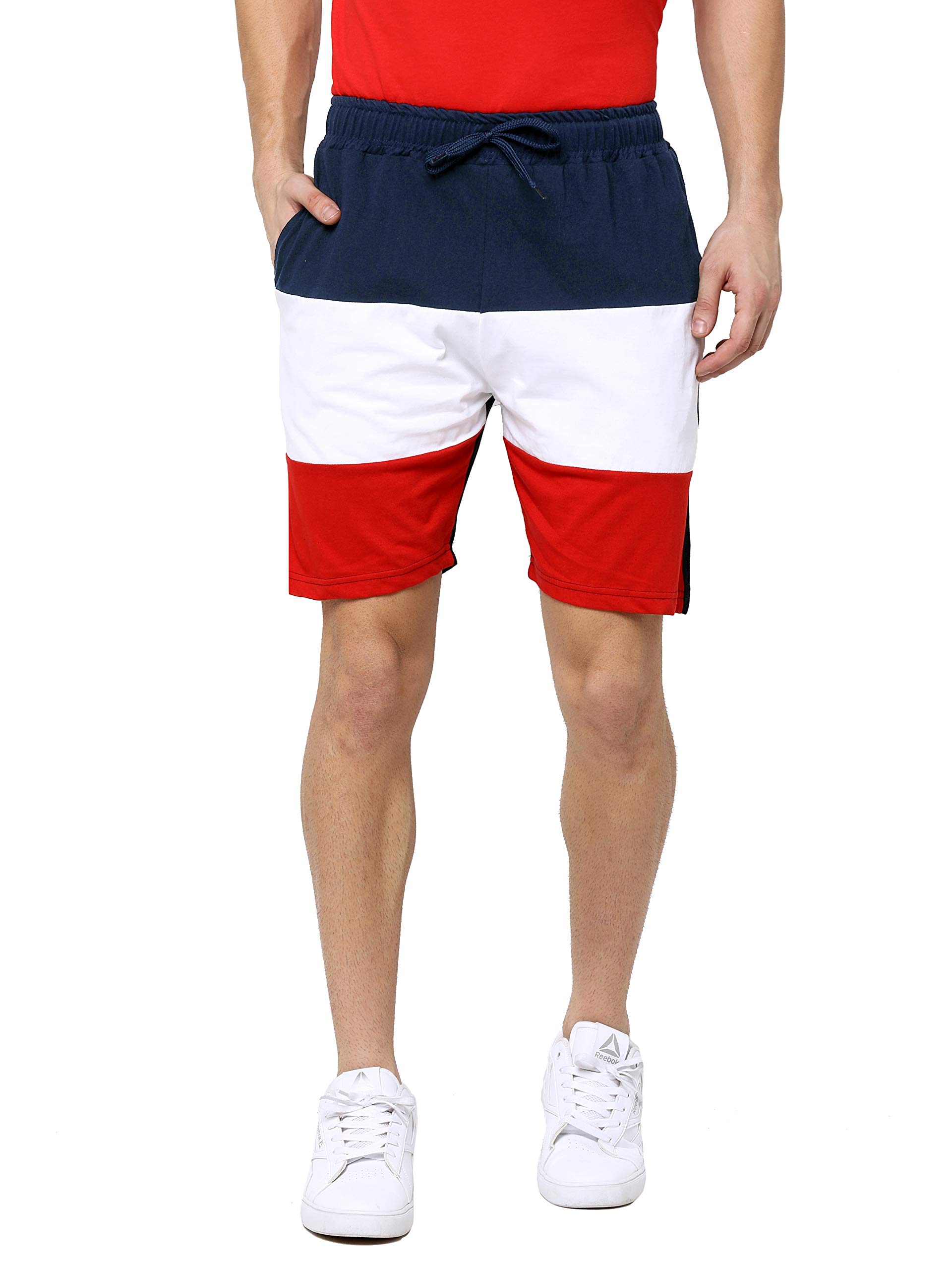 maniac Color Block Men's Slim Fit Black Cotton Shorts-picture-37