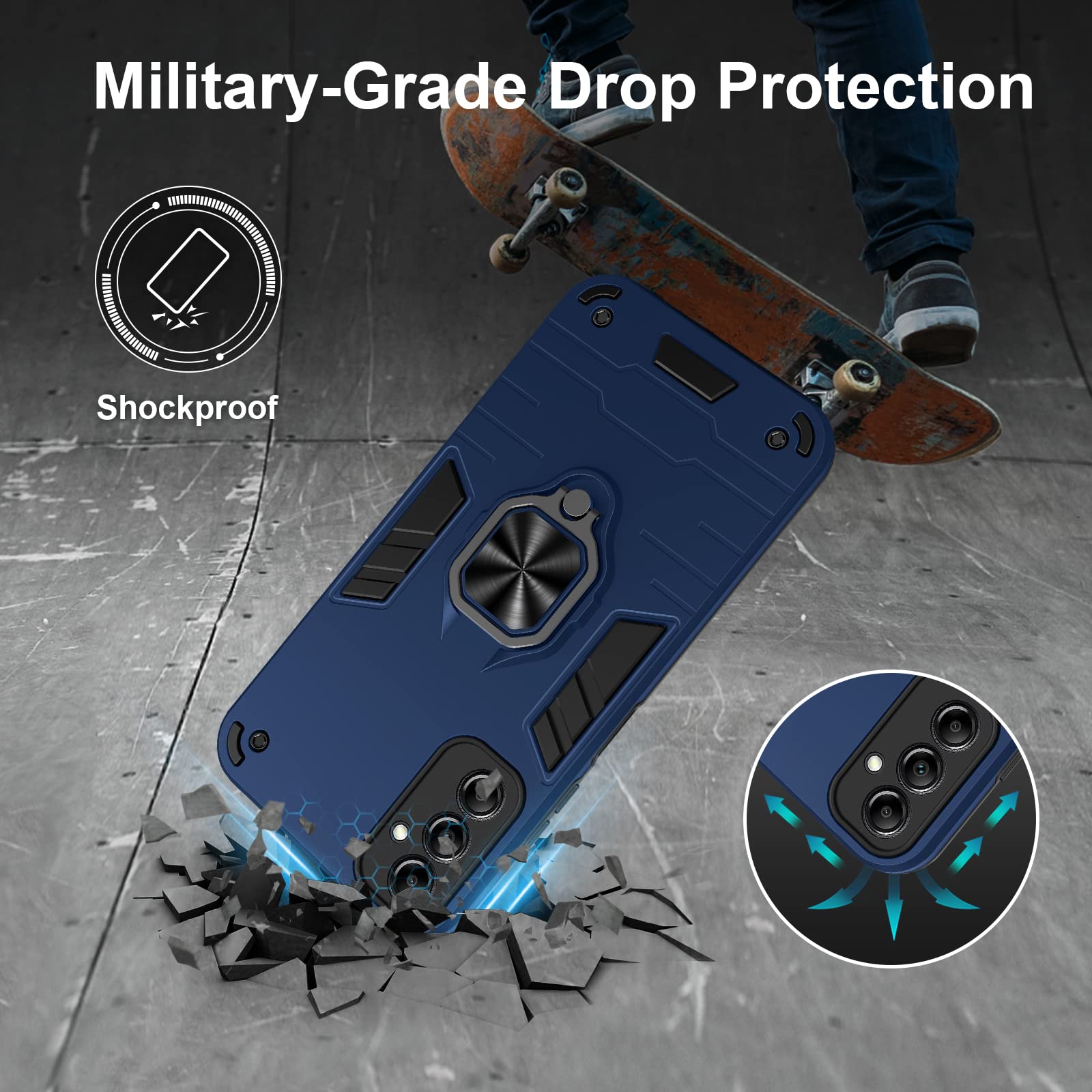 Funda para CMF Phone 2 Pro, Carcasa Antigolpes con Soporte anular metálico, Case Protectora de Grado Militar, Negro — view 1528