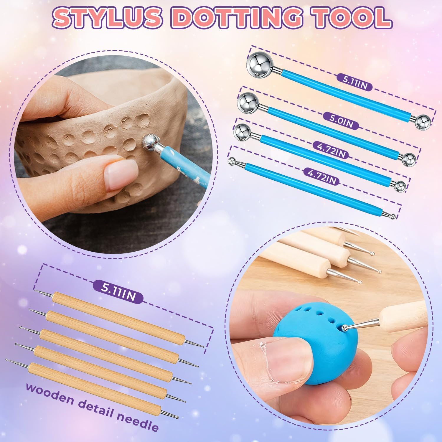 100ml Air Dry Clay Glaze and 29pcs Clay Tools Kit - Waterproof Scratch-Resistant Gloss Varnish Protects from Wear/Cracking, Pottery Tools for Stippling, Carving, Molding & Shaping Clay Crafts - Image 5