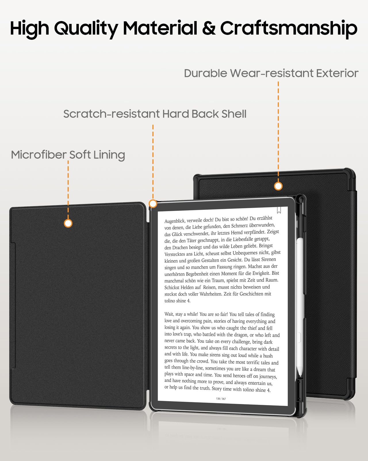 FINTIE Slim Case for 11" Kindle Scribe 3rd Generation 2025 and Kindle Scribe Colorsoft 1st Generation 2025 - [Built-in Pen Holder] Lightweight PU Leather Folio Cover Auto Sleep Wake, Black — view 8
