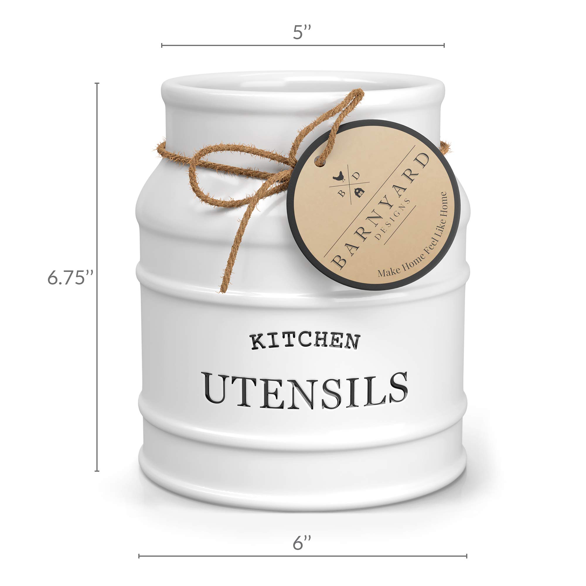 Barnyard Designs White Ceramic Utensil Crock Keramik-Utensilientopf, Weiss/opulenter Garten
