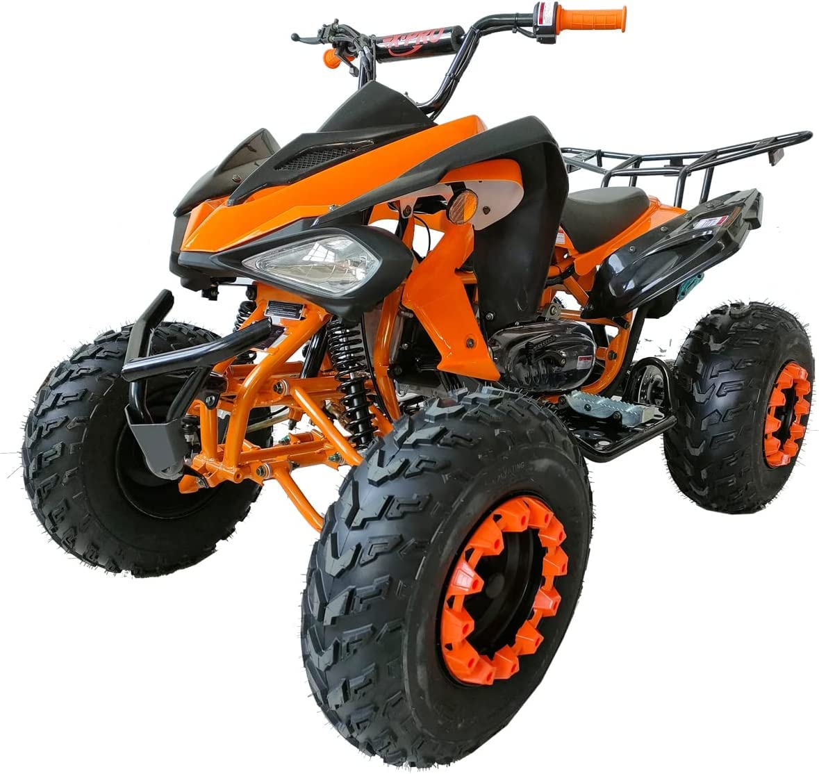 HHH 200cc Sports ATV with LED Headlights 200cc ATV Automatic Transmission with Reverse for Adult Youth 4 Wheeler Big 23 inches / 22 inches Tires (Orange, Factory Package)