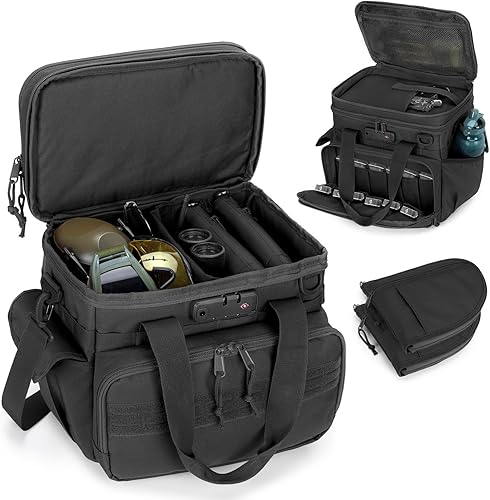 Bolsa táctica para arma de campo de tiro con capacidad para 3 pistolas y cerradura TSA, bolsa de lona para arma con 2 estuches pequeños para