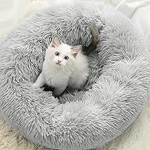 50cm Ultra Soft Short Plush Pet Bed - Winter Warmth Cat and Dog Nest Non slip Circular Pad Small Dog and Cat Universal (Light Grey)