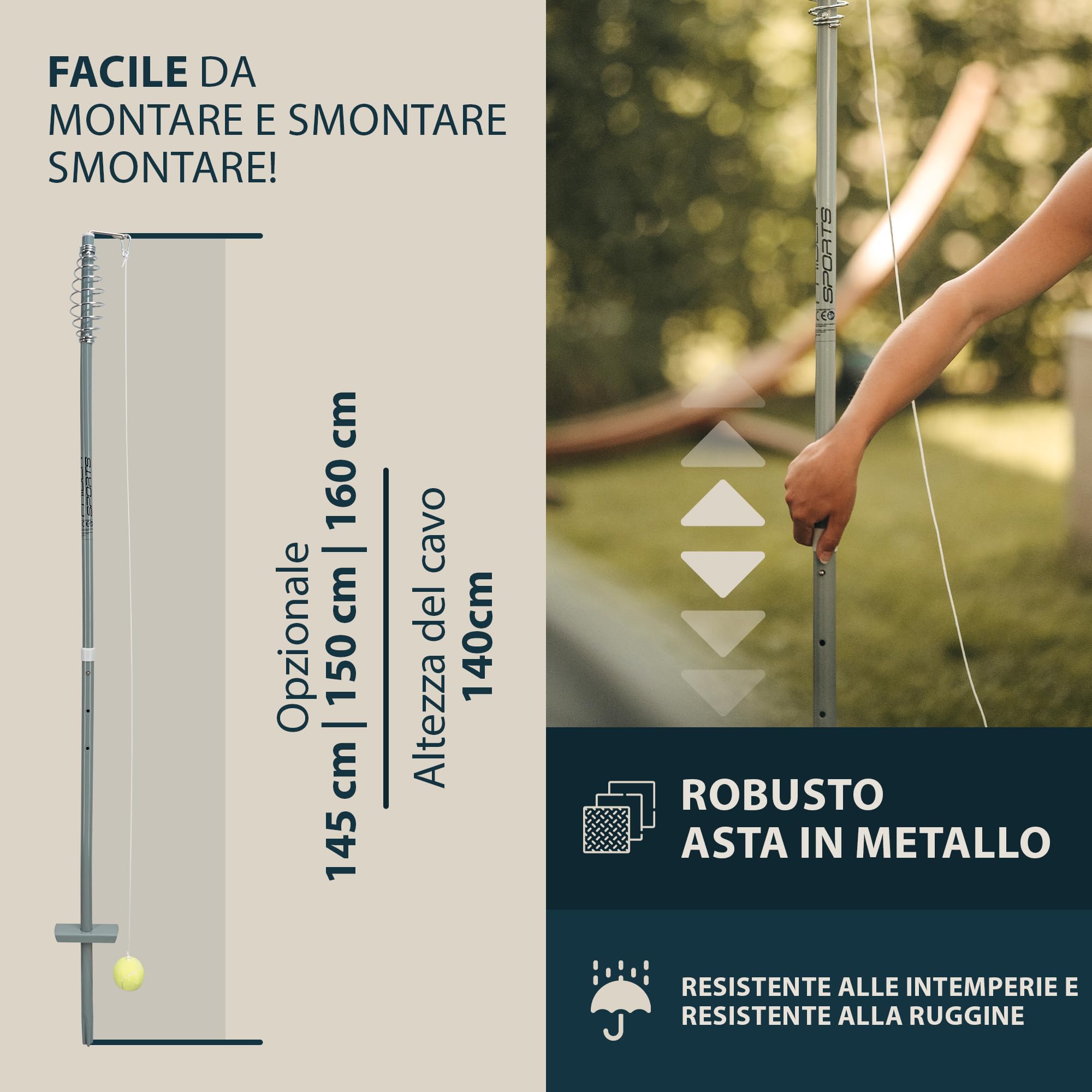 PHIBER-SPORTS Twistball Set [2026 Migliorato Modello] – Durevole Grazie alle Parti migliorate – Swingball per Bambini e Adulti – Palla da Tennis su Corda, Tennis Trainer Gioco Giardino e all'aperto