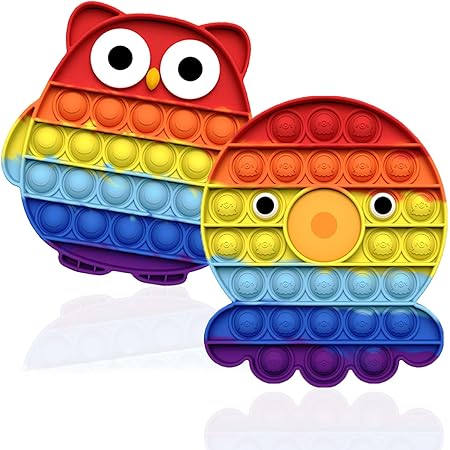 Amazon Svnvioz スクイーズ玩具 プッシュポップ 動物2個セット かわいい フィジェットおもちゃ 人気 ボードゲーム 減圧グッズ ストレス解消 グッズ 洗える可能 家族 子供用 おもちゃ フクロウ タコ スクイーズ おもちゃ
