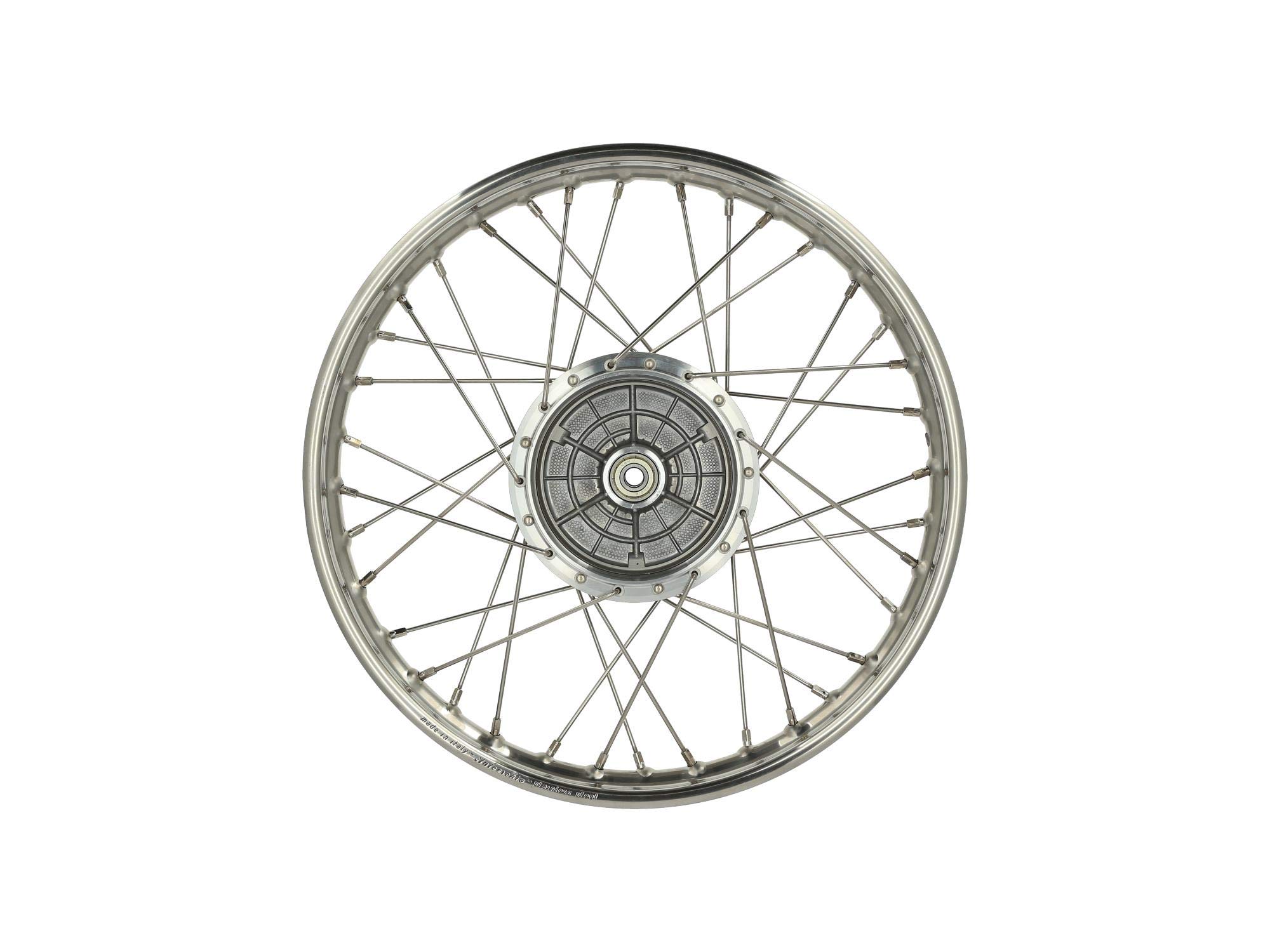 Speichenrad 1,5 x 16" Edelstahlfelge + Edelstahlspeichen - für Simson S50,