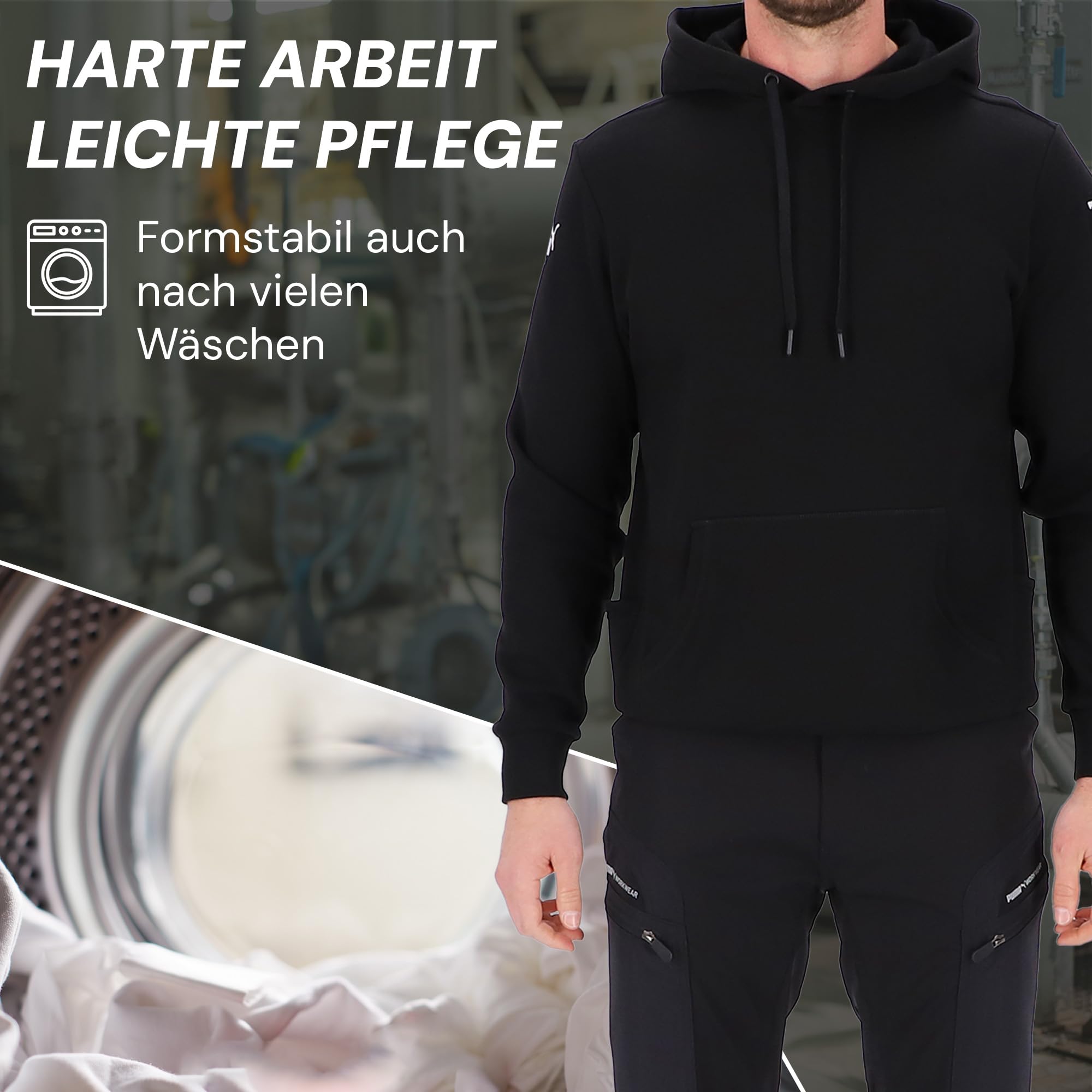 PUMA Workwear Advanced Kollektion - Hoodie Herren Pullover mit Kapuze - Schultertasche, Zwei Seitentaschen und Bauchtasche - Atmungsaktives Gewebe - Für Handwerk und Logistik