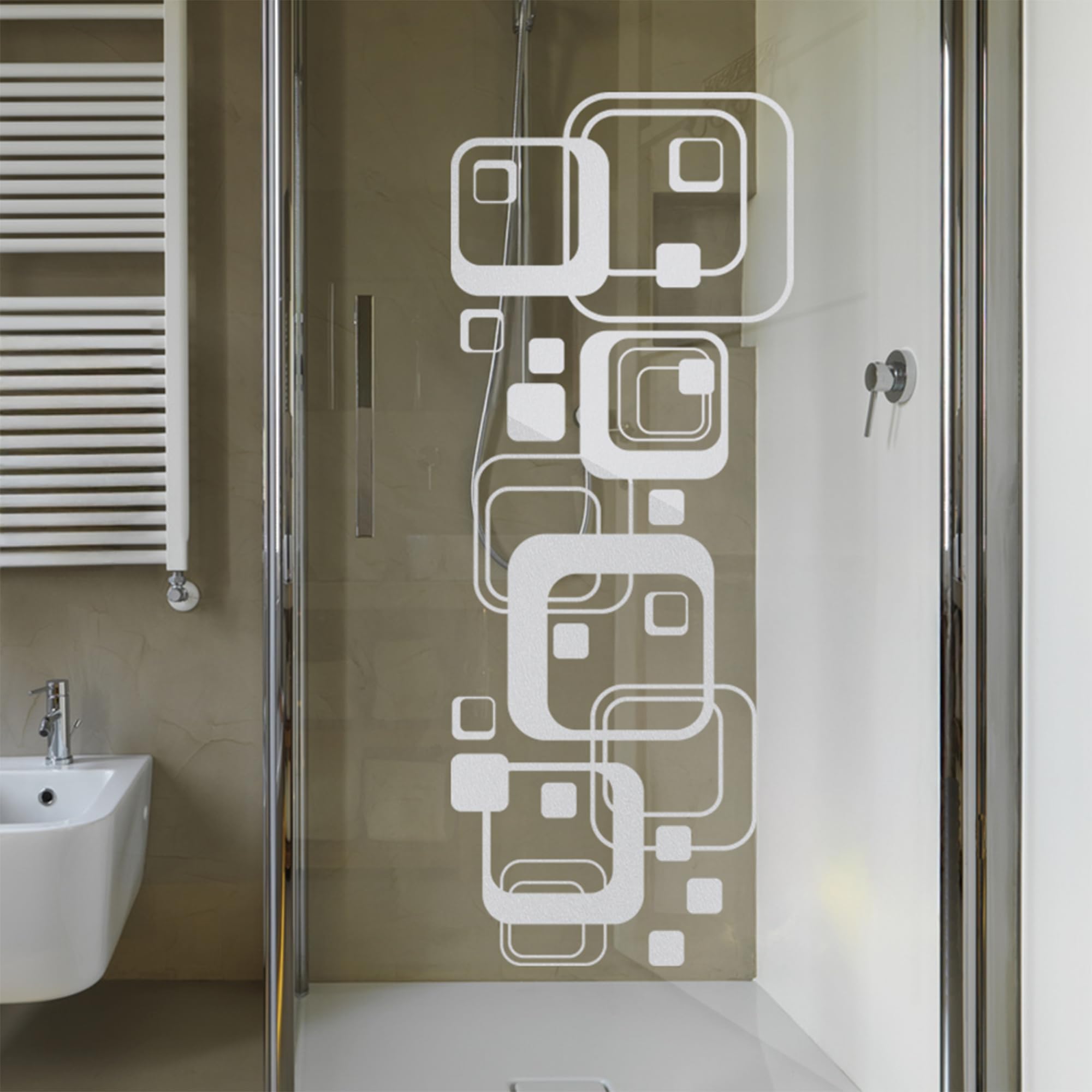 GRAZDesign Glastüren Aufkleber Retro für Türen & Duschkabinen aus Fensterfolie für Bad, Küche, Wohnzimmer in Silbergrau - 145x57cm / Silber