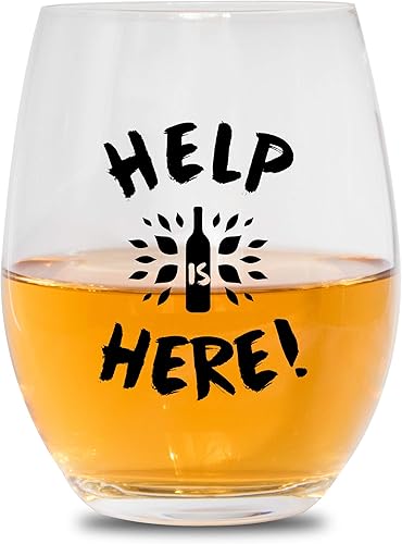 Vino O'clock Help is Here - Vaso de vino para cumpleaños, madre, hermana, amiga, hija, marido