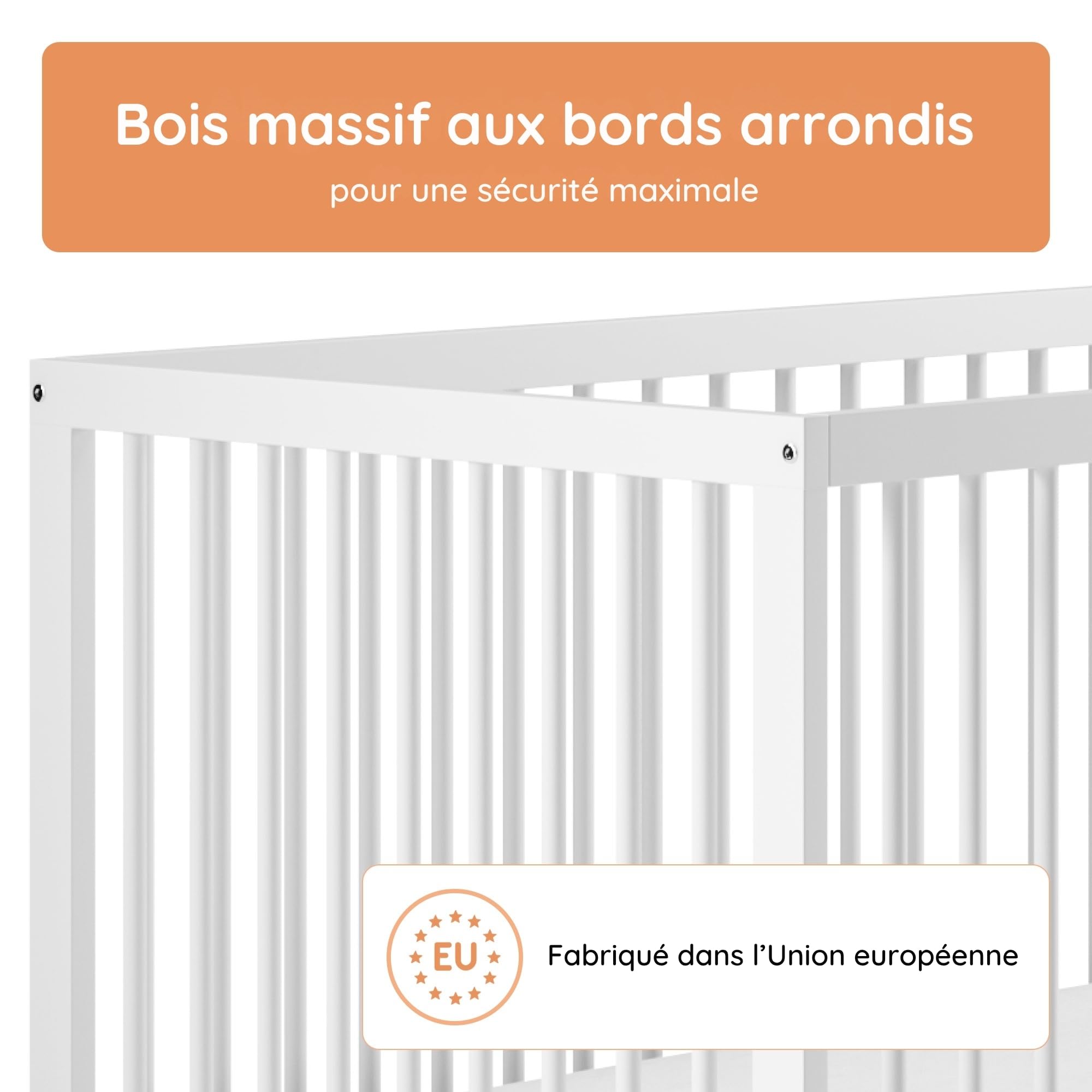 Kids Collective Lit bébé évolutif 60x120 70x140 cm Matelas Sommier hêtre Massif Blanc