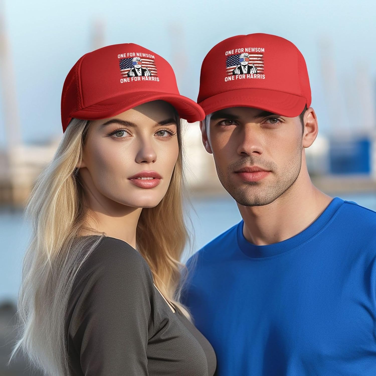 Fu-Ck Newsom Hats Same Circus Different Clown Republican Anti Newsom Harriss Trucker Cap Red