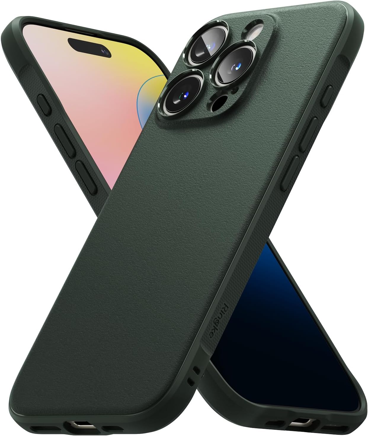 【Ringke】iPhone 16 Pro ケース ONYX TPU 斜め掛け 滑り止め 落下防止 耐衝撃 米軍MIL規格取得 軽量ケース 柔軟ケース スマホケース スマホカバー アイフォン16プロ (ストラップホールあり) - Dark Green