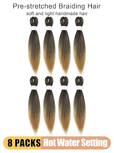 Miniatura 4 de Cabello trenzado ombré de 12 pulgadas, cabello preestirado corto y lacio, trenzas de ganchillo con textura Yaki, cabello sintético con textura Yaki,