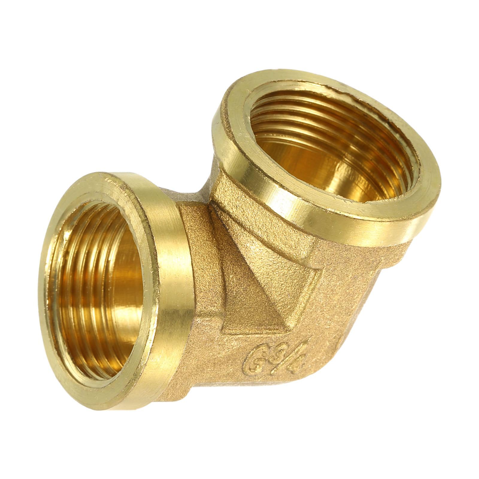 Unifizz 3/4 Inch Female to 3/4 Inch Female Pipe Fitting, Brass L-Shaped Right Angle 90 Degree Elbow, Connector for Plumbing, Air, Gas, Fuel, Oil, 42x42mm