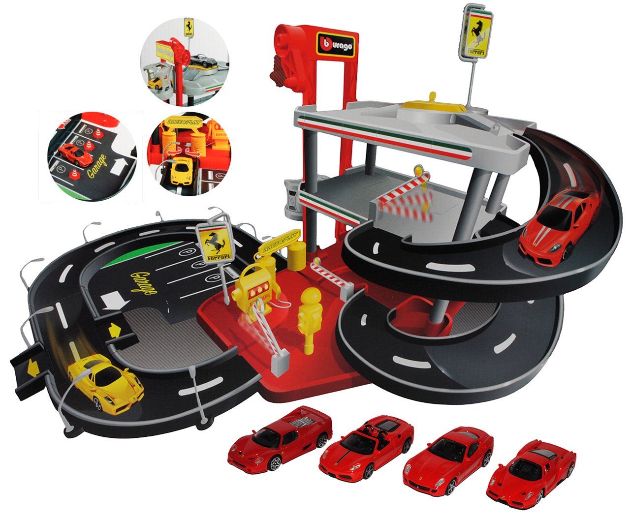 Bburago Parkhaus Spielwelt - Inklusive 4 Modellautos - riesige 85x69x43 cm 1/43 Modell Auto mit individiuellem Namen