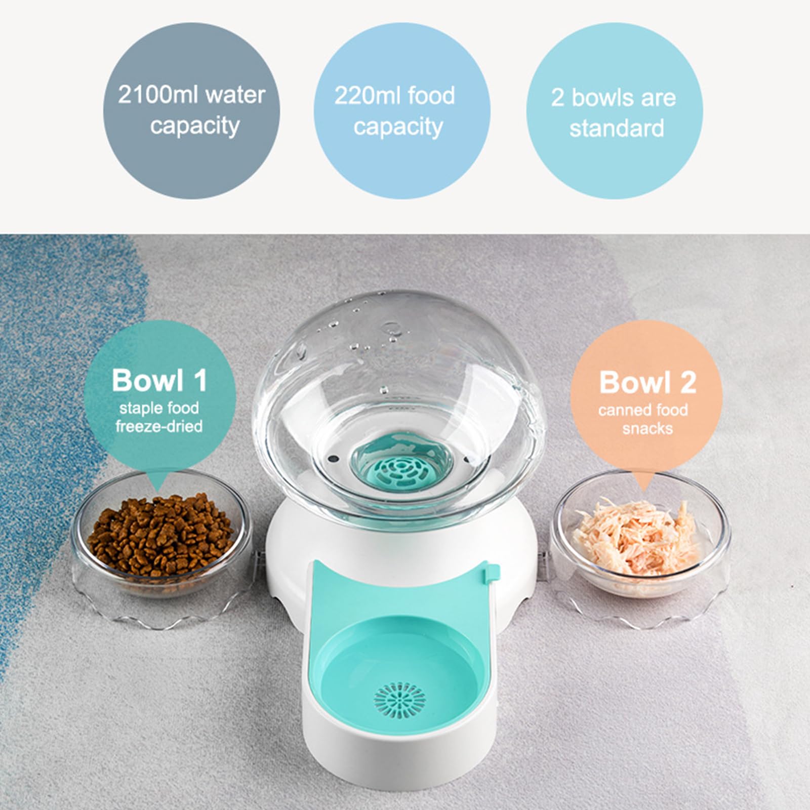 Fuente de agua para gatos, silenciosa, 2100 ml, dispensador automático de agua para mascotas, dispensador de agua para perros y mascotas, dispensador automático de agua para mascotas pequeñas,