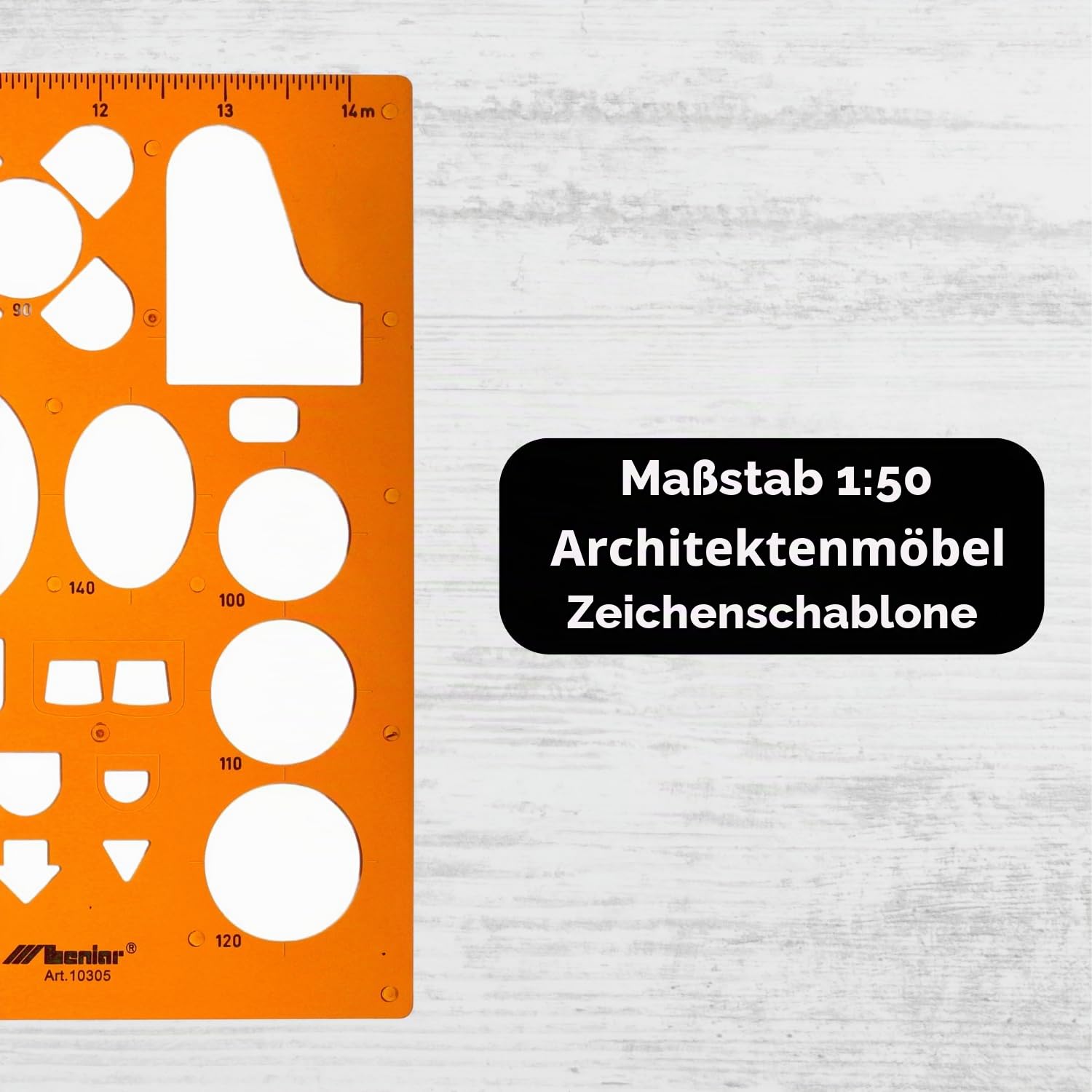 Architektur Schablone 1:50 - Architekten Schablone - Möbel Zeichenschablone Innenarchitektur - Technische Zeichenschablone - Architektur Schablonen für Technisches Zeichnen - 1:50 Maßstab