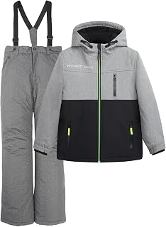 LUCKYLUAN Boys 2 Piece Snowsuit Polar Fleece Lined Ski Jacket and Snowbib Ski Pants Set